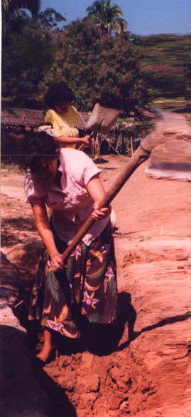 woman with pickaxe